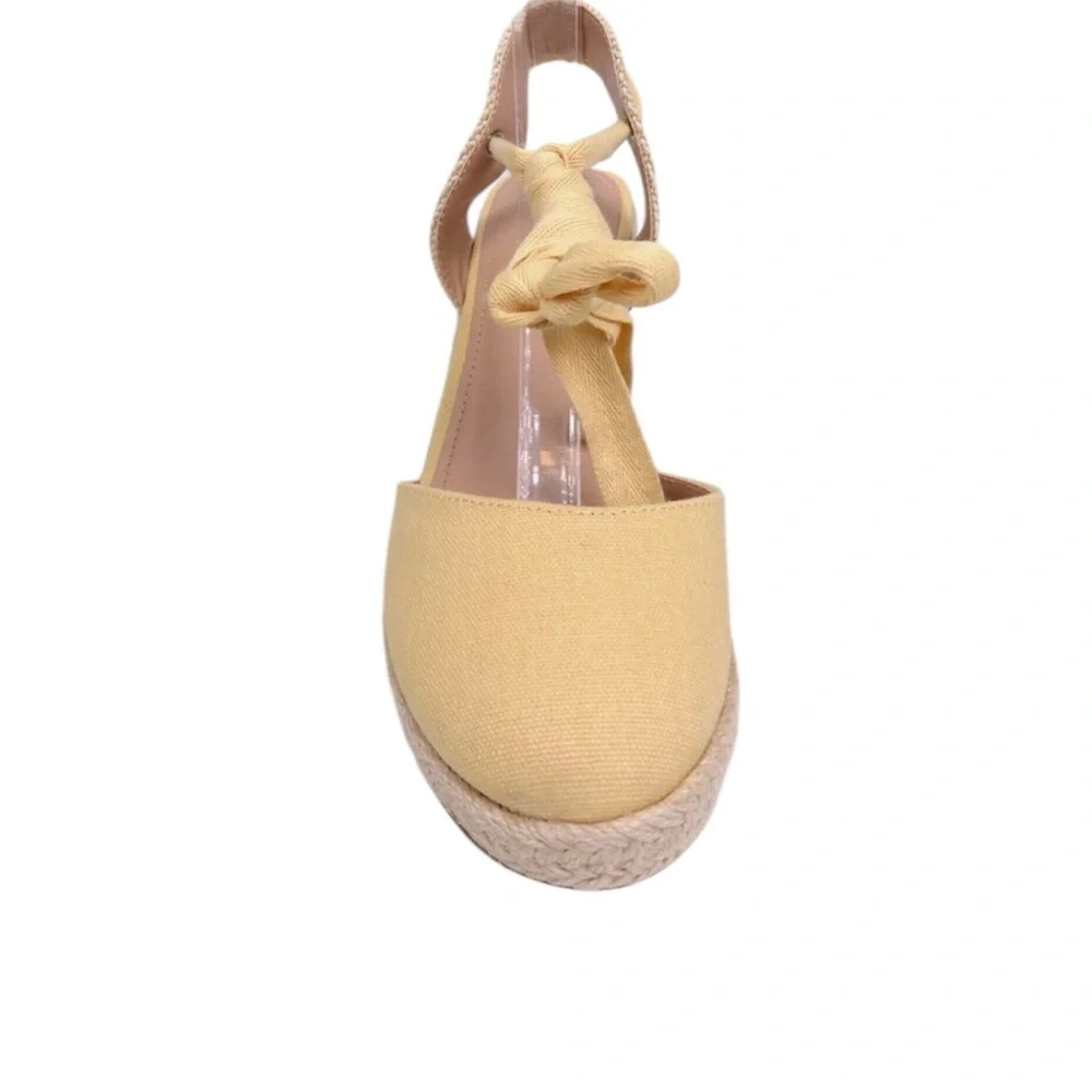 NEW ZBY Chic Mocha Mousse Yellow Espadrille Camel Wedge Sandals Size: 11